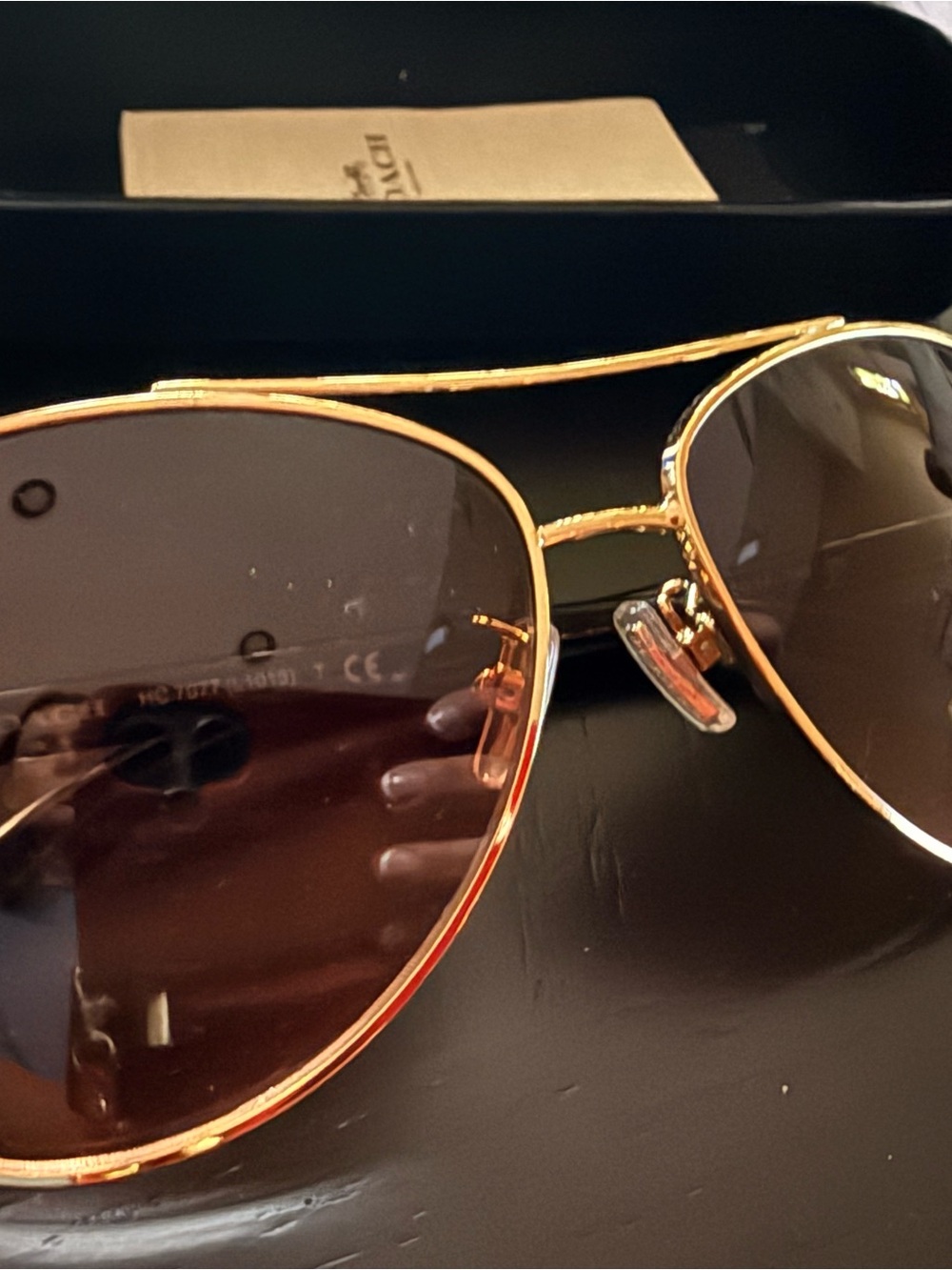 Coach Aviator Sunglasses with Gold Frame and Brown Lenses